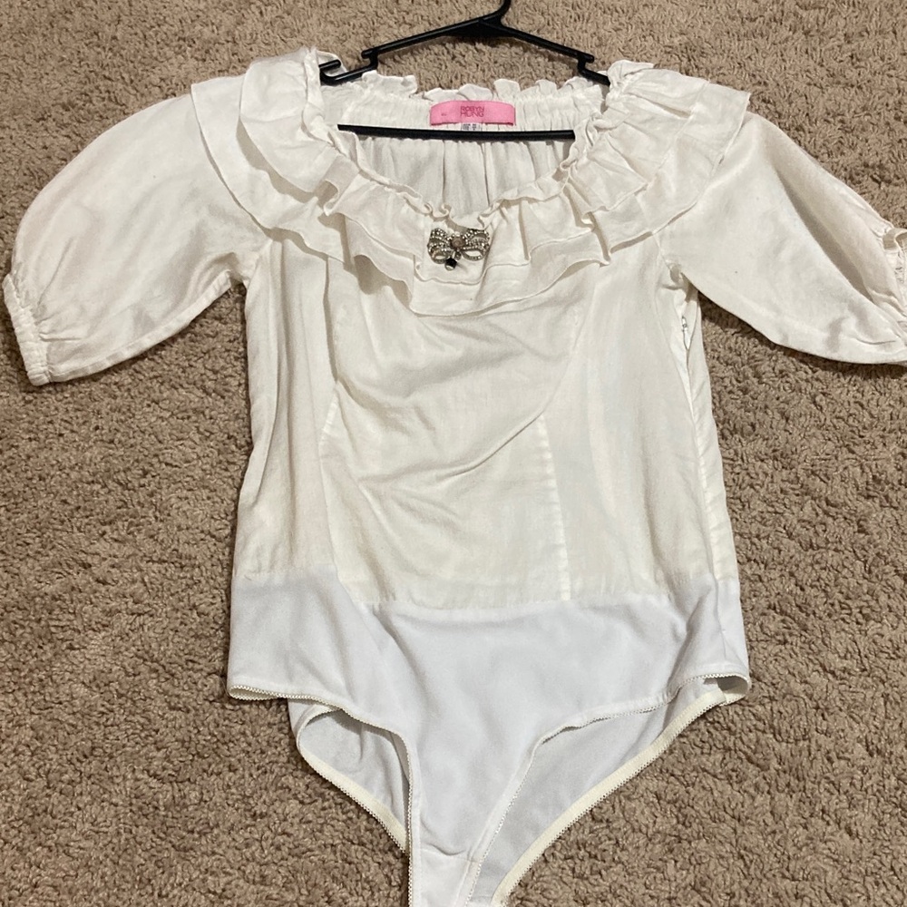 Cream colored bodysuit Robyn hung